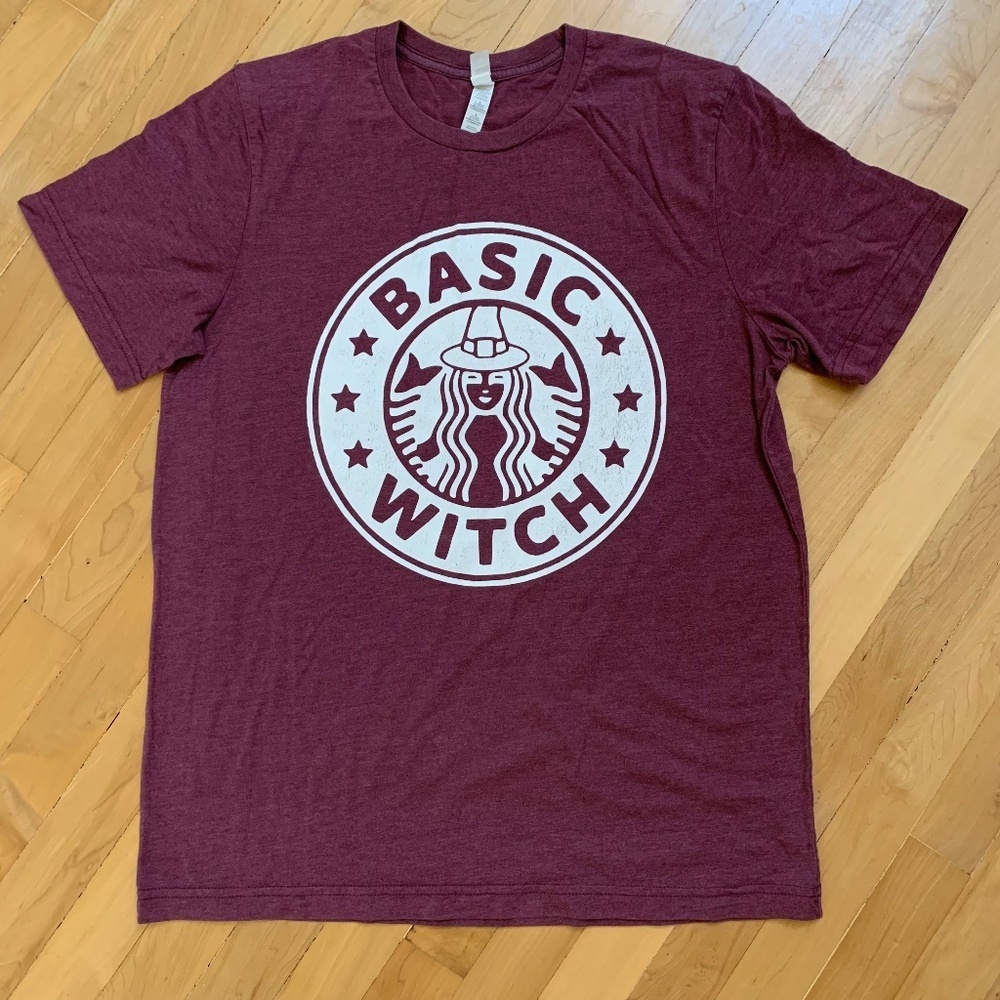 Basic Witch Maroon Heather Tee Unisex Large Halloween